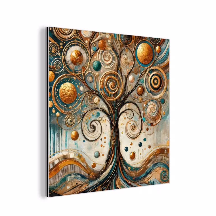 Levensboom - Boom - Abstract - Modern aluminium wit klein -3d