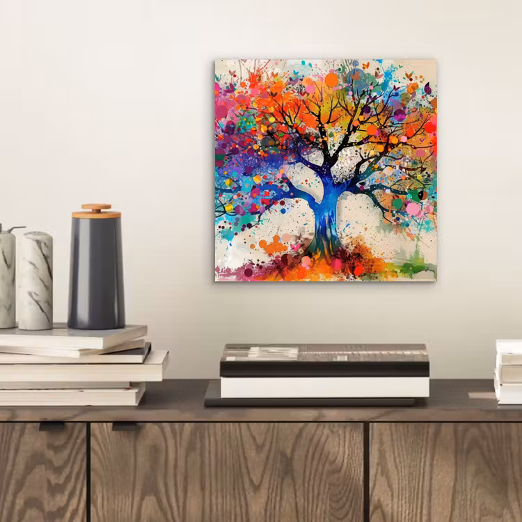 Levensboom - Natuur - Kleurrijk - Boom aluminium wit klein -sfeer1