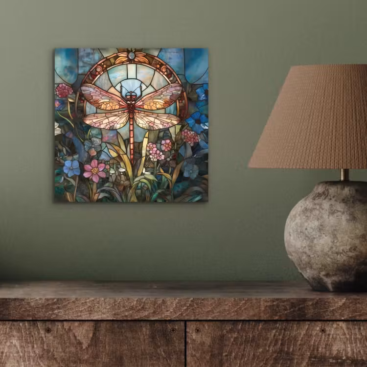Libelle - Mozaïek - Bloemen - Kleurrijk aluminium wit klein -sfeer2