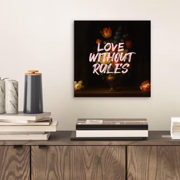 Liefde - Modern - Bloemen aluminium wit klein -sfeer1