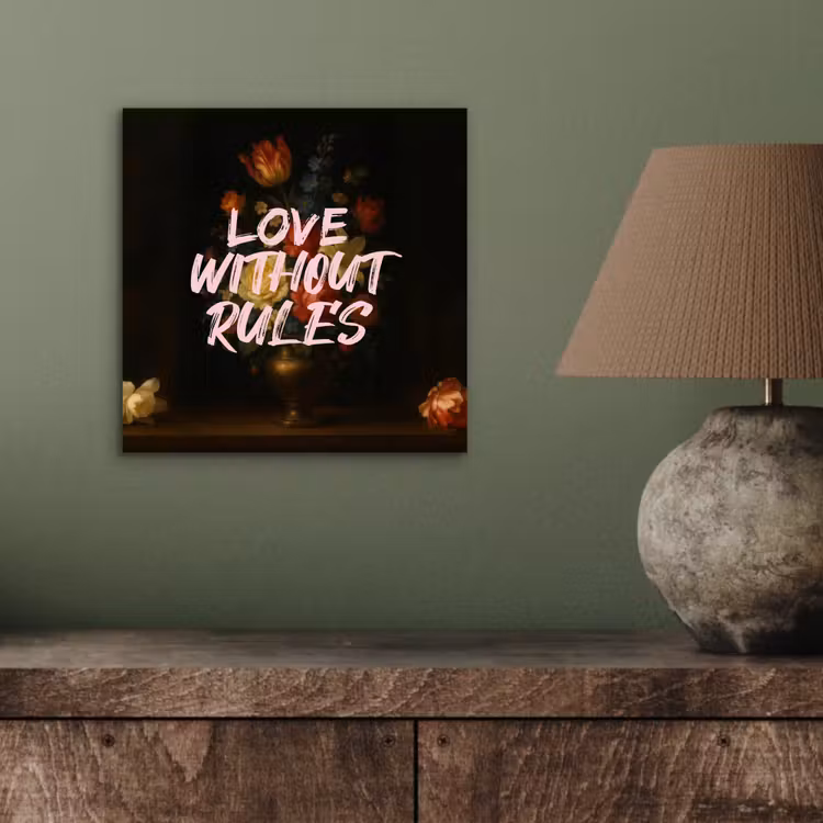 Liefde - Modern - Bloemen aluminium wit klein -sfeer2