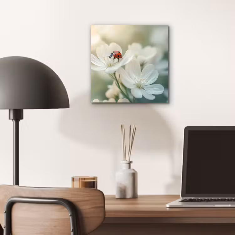 Lieveheersbeestje - Bloemen - Wit aluminium wit klein -sfeer5