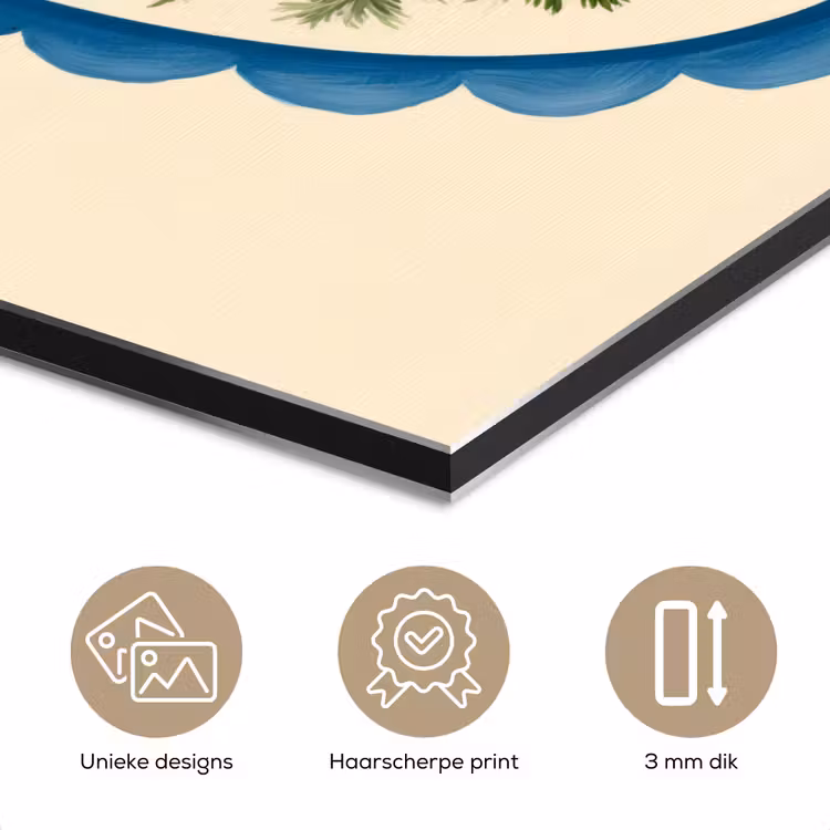 Lijst - Bloemen - Lichtblauw - Illustratie aluminium wit klein -closeup_NL