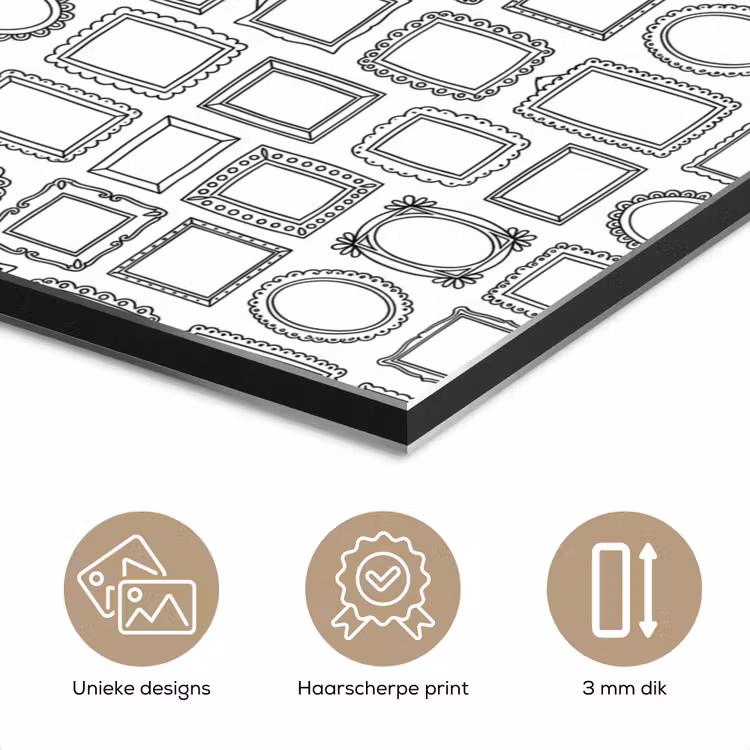 Lijsten - Patroon - Decoratie - Schets - Zwart-wit aluminium wit klein -closeup_NL