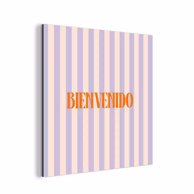 Lila - Oranje - Strepen - Bienvenido aluminium wit klein -3d