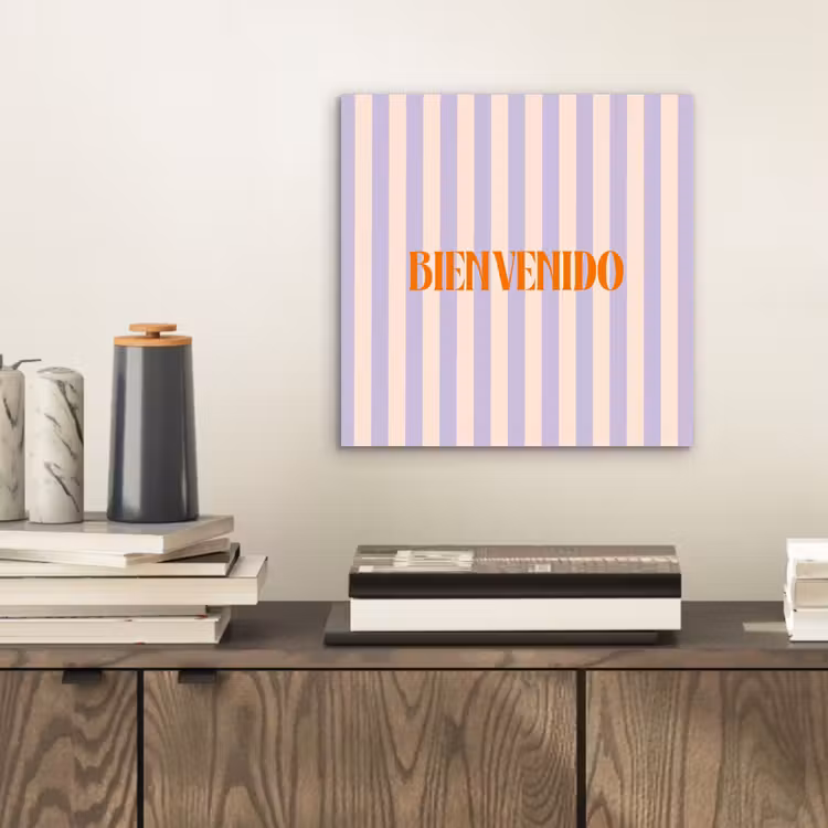 Lila - Oranje - Strepen - Bienvenido aluminium wit klein -sfeer1