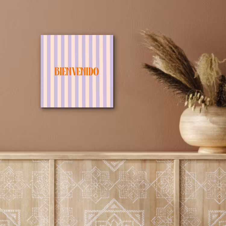 Lila - Oranje - Strepen - Bienvenido aluminium wit klein -sfeer4