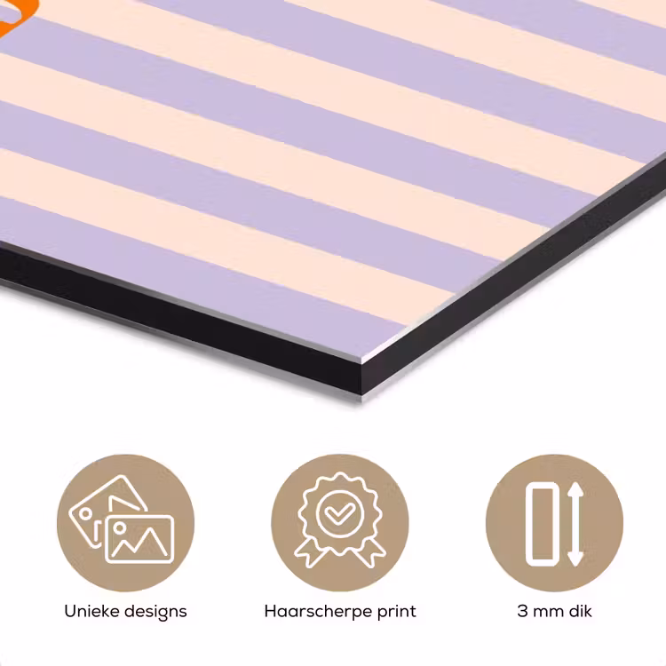 Lila - Oranje - Strepen - Bienvenido aluminium wit klein -closeup_NL