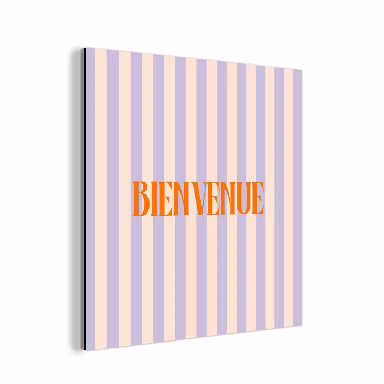 Lila - Oranje - Strepen - Bienvenue aluminium wit klein -3d