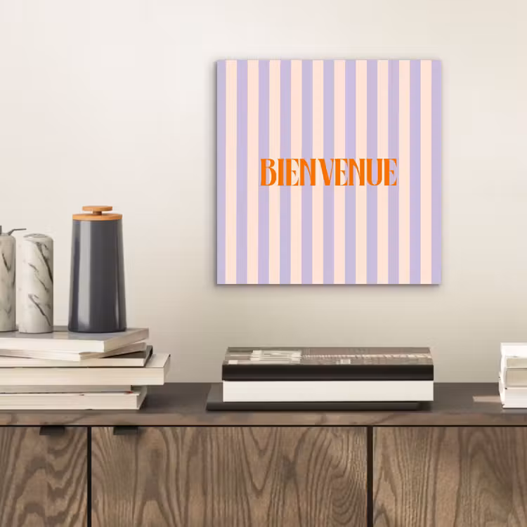 Lila - Oranje - Strepen - Bienvenue aluminium wit klein -sfeer1