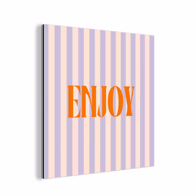 Lila - Oranje - Strepen - Enjoy aluminium wit klein -3d