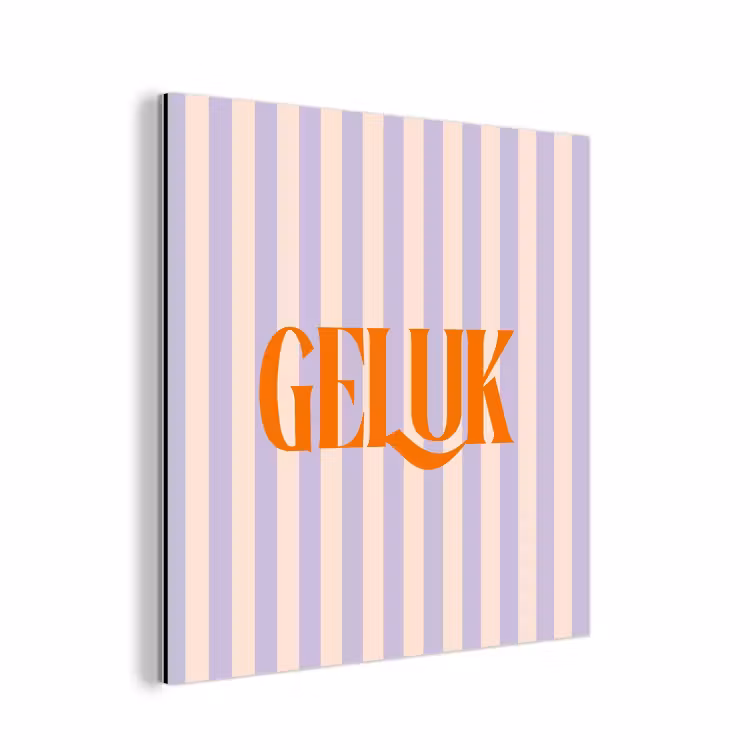 Lila - Oranje - Strepen - Geluk aluminium wit klein -3d