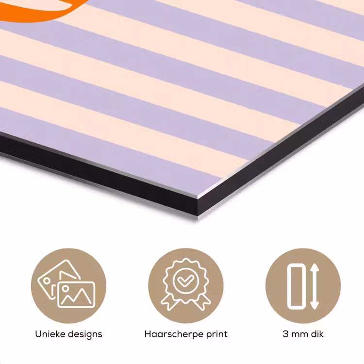 Lila - Oranje - Strepen - Geluk aluminium wit klein -closeup_NL