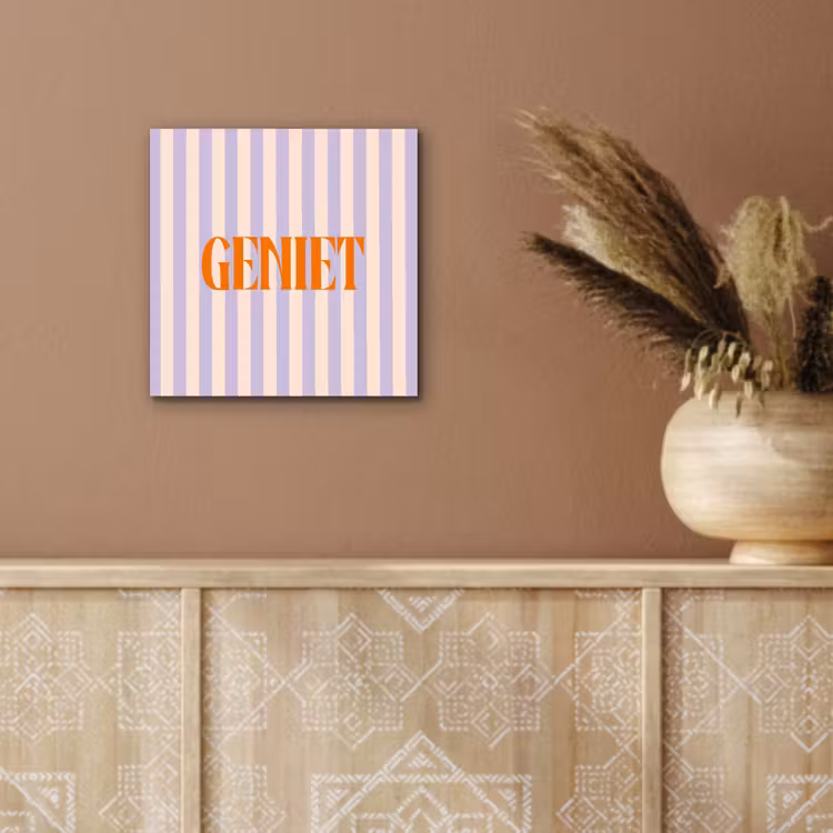 Lila - Oranje - Strepen - Geniet aluminium wit klein -sfeer4