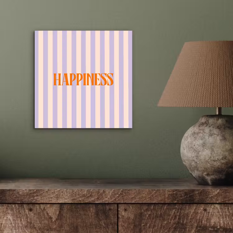 Lila - Oranje - Strepen - Happiness aluminium wit klein -sfeer2