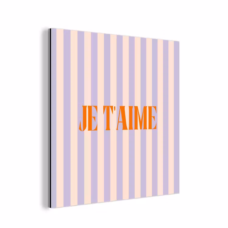 Lila - Oranje - Strepen - Je t'aime aluminium wit klein -3d