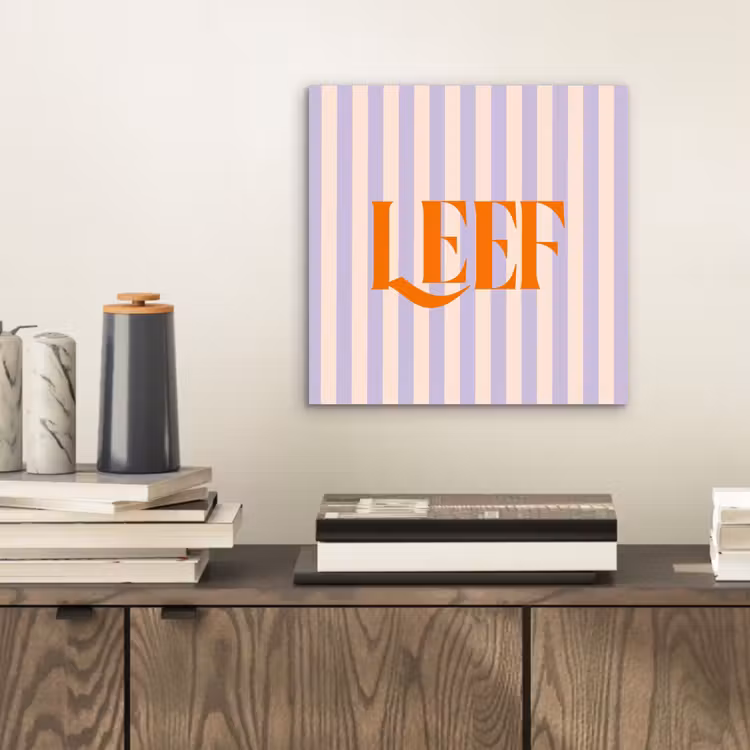 Lila - Oranje - Strepen - Leef aluminium wit klein -sfeer1