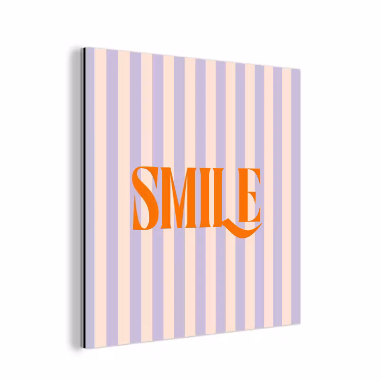 Lila - Oranje - Strepen - Smile aluminium wit klein -3d