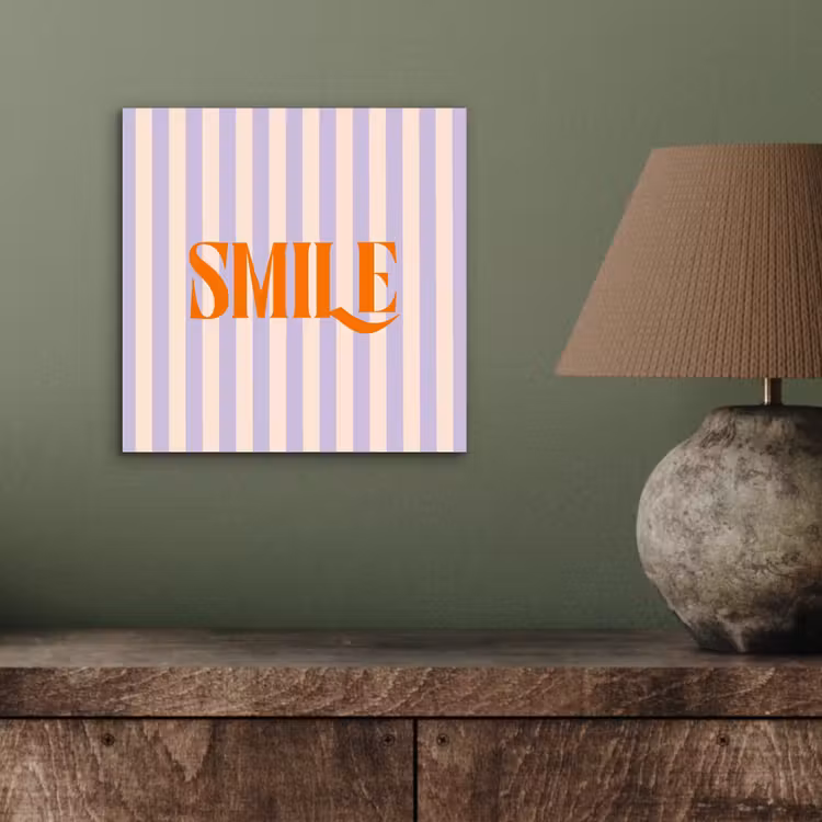 Lila - Oranje - Strepen - Smile aluminium wit klein -sfeer2