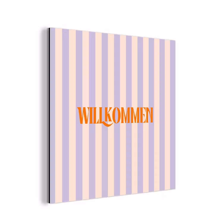 Lila - Oranje - Strepen - Wilkommen aluminium wit klein -3d