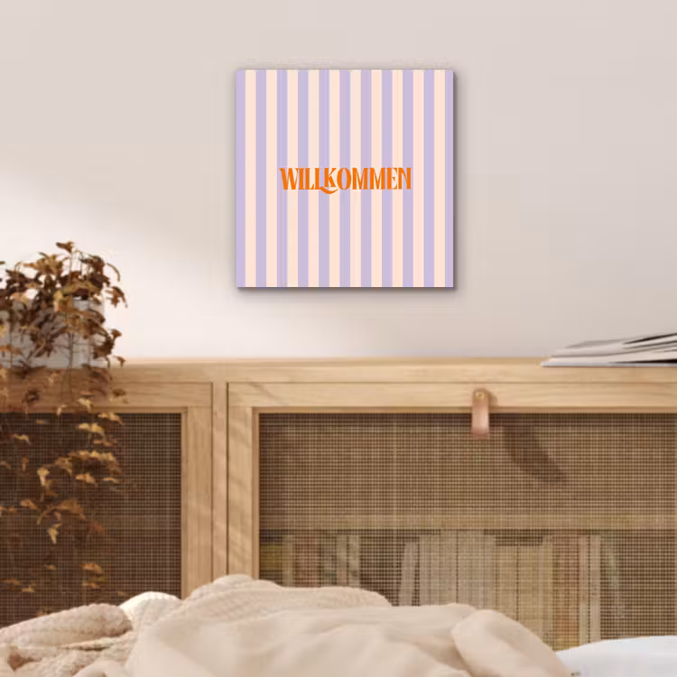 Lila - Oranje - Strepen - Wilkommen aluminium wit klein -sfeer3