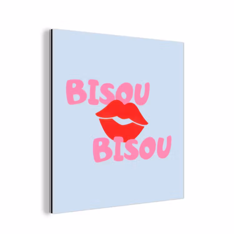 Lippen - Bisou - Blauw aluminium wit klein -3d