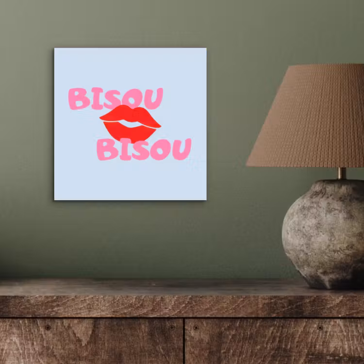 Lippen - Bisou - Blauw aluminium wit klein -sfeer2