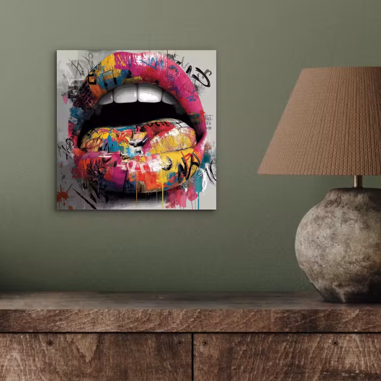 Lippen - Graffiti - Expressief aluminium wit klein -sfeer2