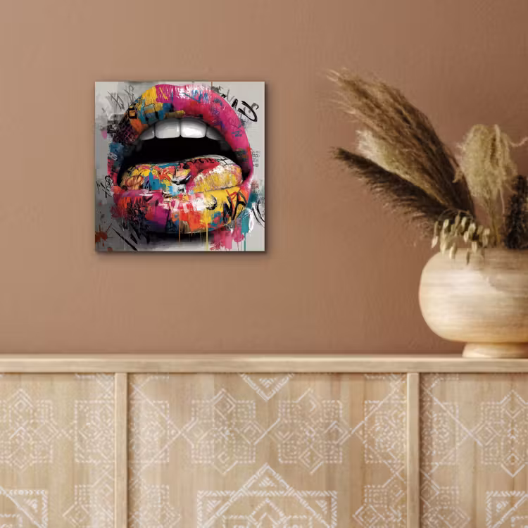 Lippen - Graffiti - Expressief aluminium wit klein -sfeer4