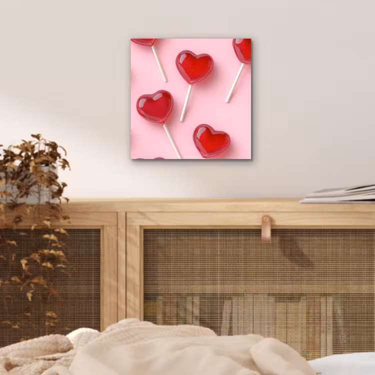 Lollies - Hartjes - Roze aluminium wit klein -sfeer3