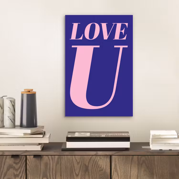 Love - Blauw - Valentijn aluminium wit klein -sfeer1
