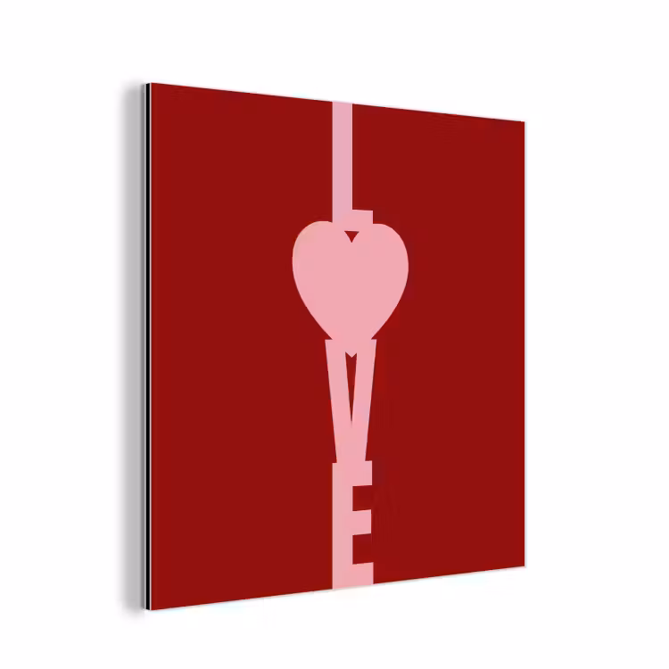 Love - Hart - Rood aluminium wit klein -3d
