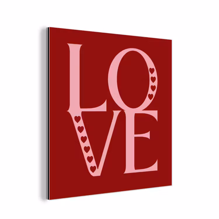 Love - Rood - Hatjes aluminium wit klein -3d