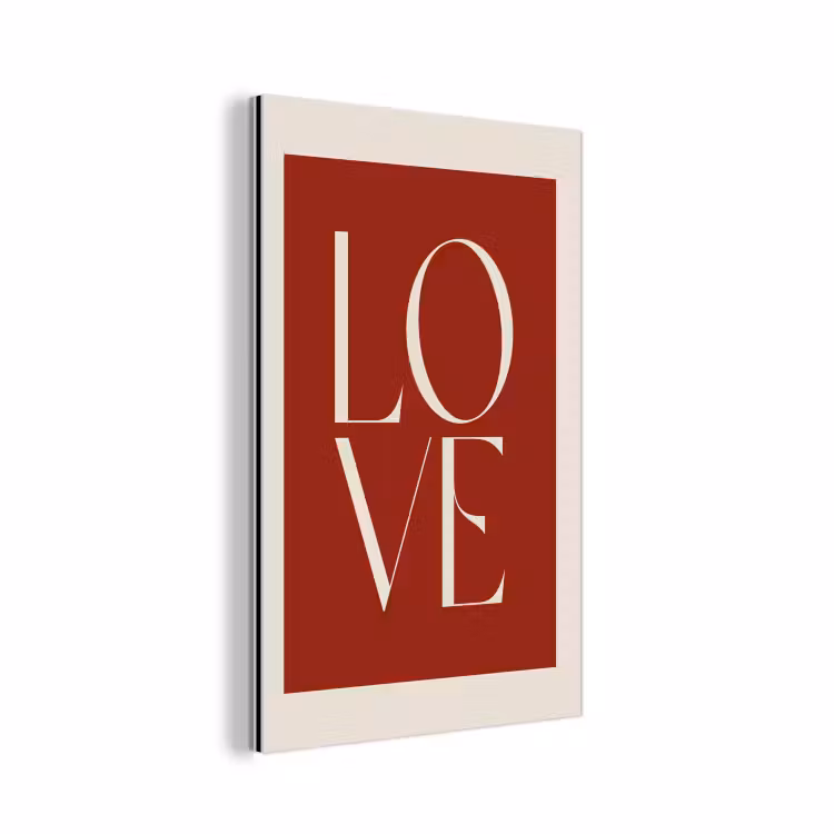 Love - Rood - Minimalistisch aluminium wit klein -3d