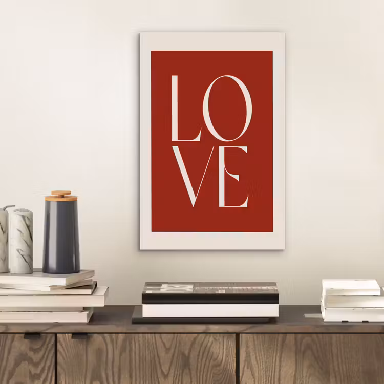 Love - Rood - Minimalistisch aluminium wit klein -sfeer1