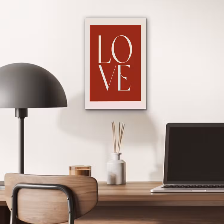 Love - Rood - Minimalistisch aluminium wit klein -sfeer5