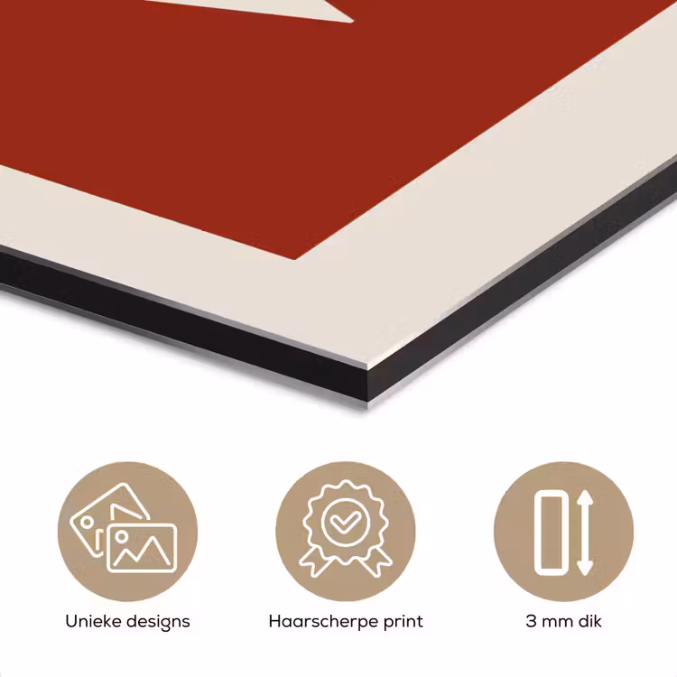 Love - Rood - Minimalistisch aluminium wit klein -closeup_NL
