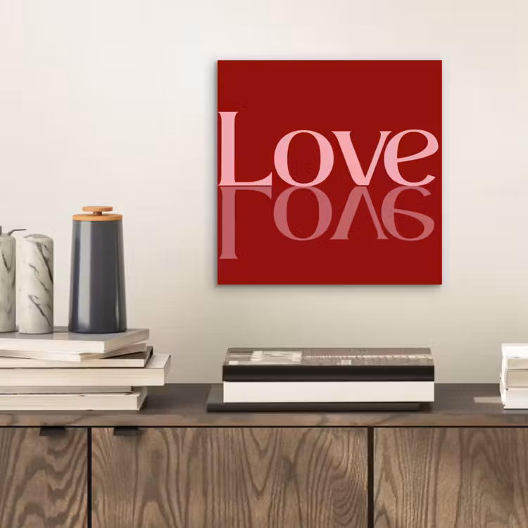 Love - Spiegeling - Rood aluminium wit klein -sfeer1