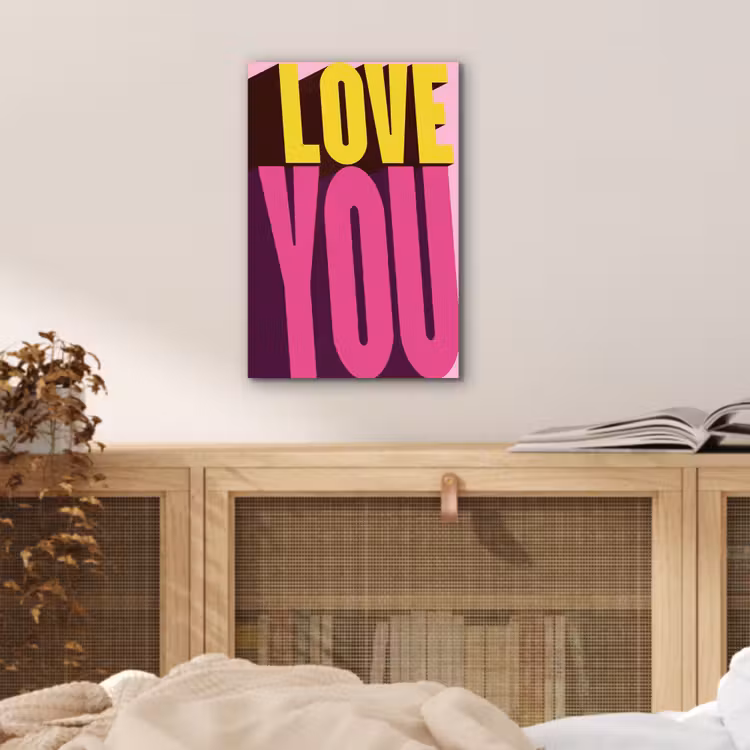 Love - Tekst - Roze - Valentijn aluminium wit klein -sfeer3