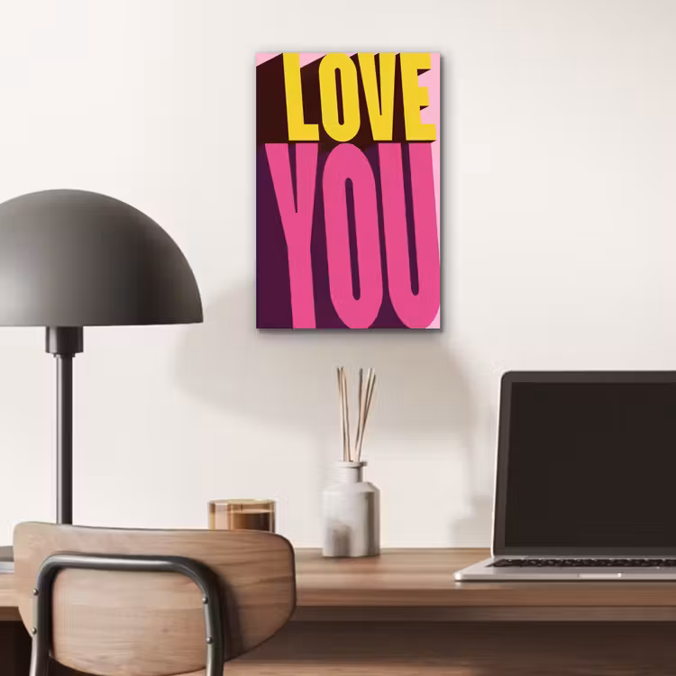 Love - Tekst - Roze - Valentijn aluminium wit klein -sfeer5