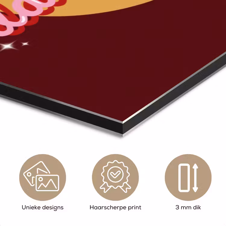 love your damn self - Cirkel - Glitter - Rood aluminium wit klein -closeup_NL