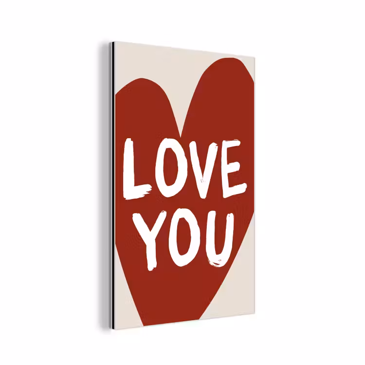 Loveyou - Hart - Rood aluminium wit klein -3d