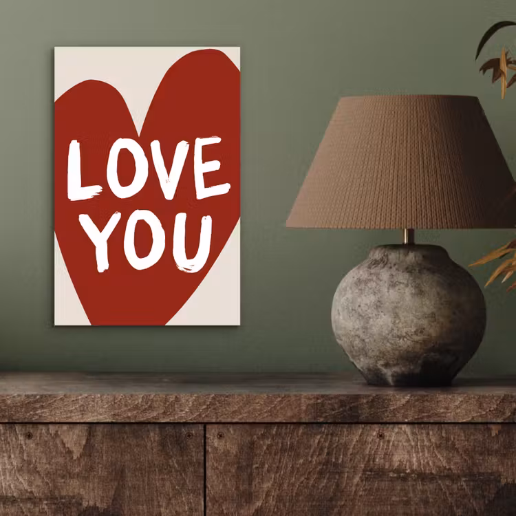 Loveyou - Hart - Rood aluminium wit klein -sfeer2
