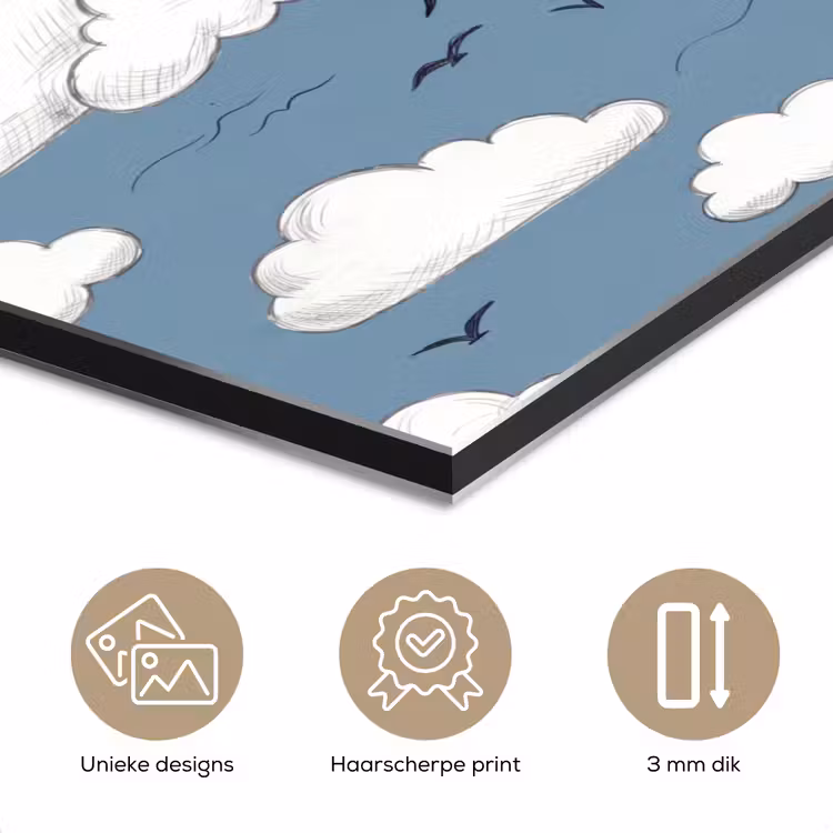 Lucht - Zon - Wolken - Natuur - Blauw aluminium wit klein -closeup_NL