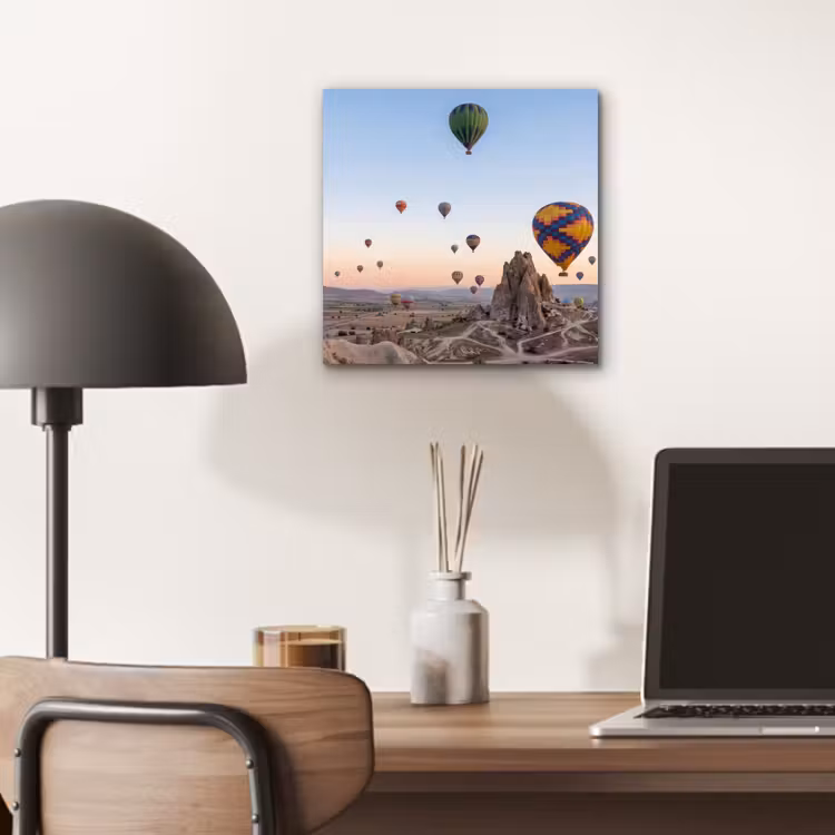 Luchtballonnen - Rotsen - Zonsopgang aluminium wit klein -sfeer5