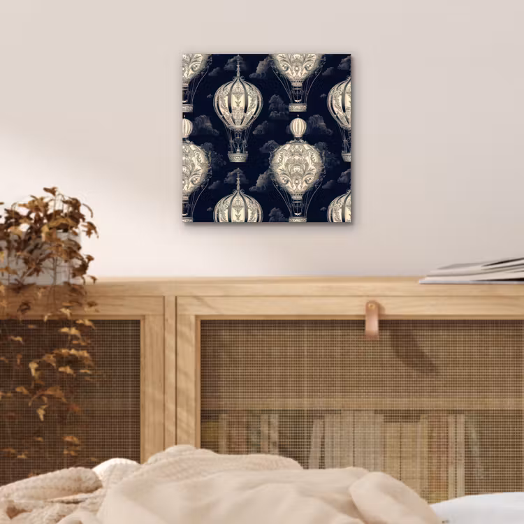 Luchtballonnen - Wolken - Patroon - Donkerblauw aluminium wit klein 46 -sfeer3