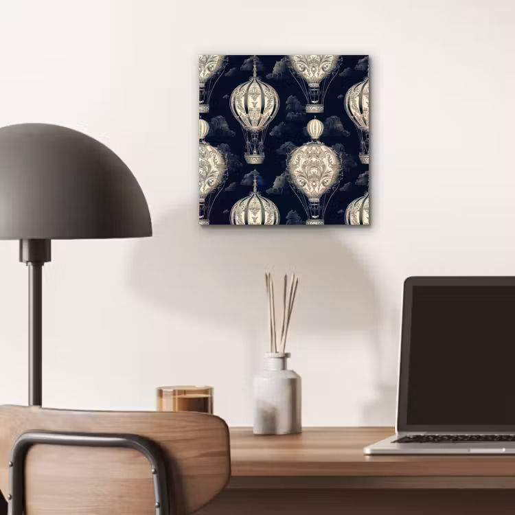 Luchtballonnen - Wolken - Patroon - Donkerblauw aluminium wit klein 46 -sfeer5
