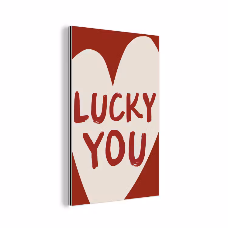 Lucky - Hart - Rood aluminium wit klein -3d