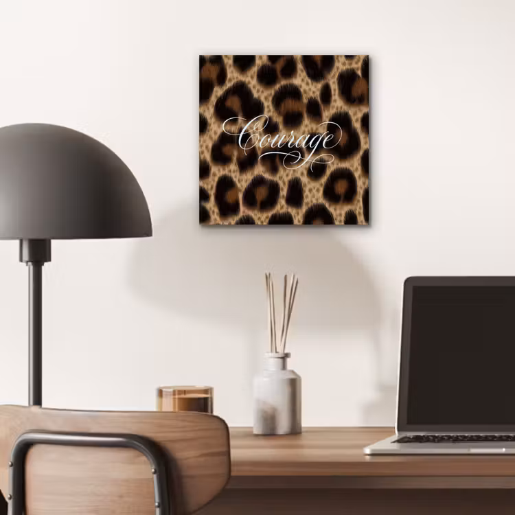 Luipaardprint - Bruin - Courage - Sierlijk aluminium wit klein -sfeer5
