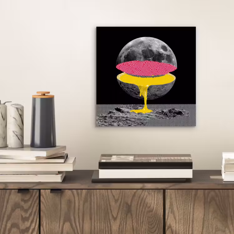 Maan - Geel - Roze - Zwart aluminium wit klein -sfeer1